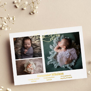 Moderne Geboorteaankondiging met Babyfoto Folie Uitnodiging