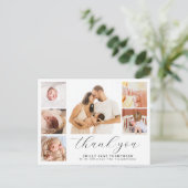 Moderne geboorteaankondiging met meerdere foto's i briefkaart (Staand voorkant)