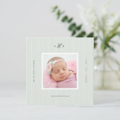 Moderne geboorteaankondiging met monogram foto kaart (Staand voorkant)