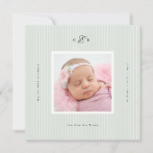 Moderne geboorteaankondiging met monogram foto kaart (Voorkant)