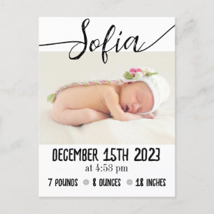 Moderne geboorteaankondiging van Baby met foto's e Aankondigingskaart
