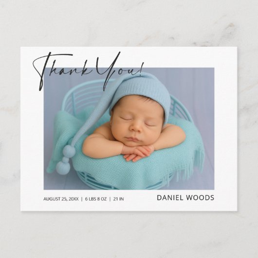 Moderne geboortekaart bedankkaart ansichtkaart briefkaart (Voorkant)