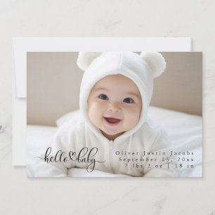Moderne geboortekaart met babyfoto aankondiging