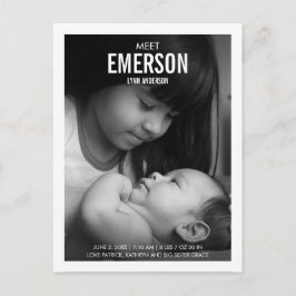 Moderne Geboortekaart met babyfoto Aankondigingskaart