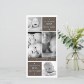 Moderne geboortekaart tweeling jongens foto baby a aankondiging (Staand voorkant)