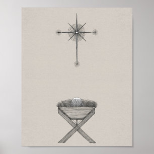 Moderne Geboortemuur Kunst - "Weg in een kribbe" Poster