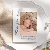 Moderne Geboortestatistieken Pasgeboren Foto aanko Bedankkaart