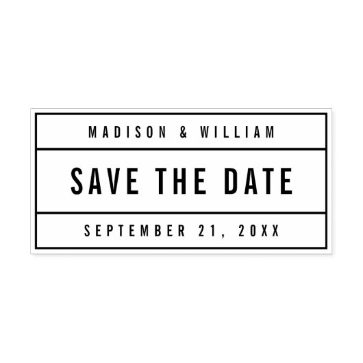 Moderne Geboren Vette Bruiloft Save the Date Zelfinktende Stempel (Design)