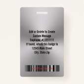 Moderne, geborsteld metaal Kijk in bedrijfsnaamtag Badge (Achterkant)