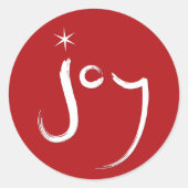 Moderne geborstelde kalligrafie op rode grafische ronde sticker (Voorkant)