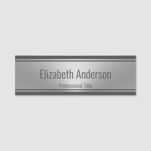 Moderne, geborstelde metalen blik met professionel naamplaatje (Voorkant)