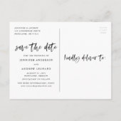 Moderne Geborstelde Script Foto Save The Date Aankondigingskaart (Achterkant)