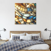 Moderne Gebrandschilderde Glasgolven Canvas Afdruk (Insitu (Slaapkamer))