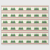 Moderne Gebreide Kerstbomen Groen en Rood Cadeaupapier (Vlak)
