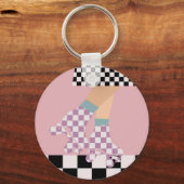 Moderne gecheckte rolschaatscans voor meisjes sleutelhanger (Voorkant)