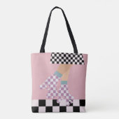 Moderne gecheckte rolschaatscans voor meisjes tote bag (Achterkant)