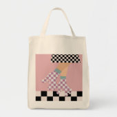 Moderne gecheckte rolschaatscans voor meisjes tote bag (Voorkant)