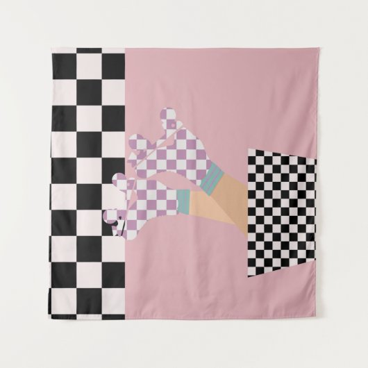 Moderne gecheckte rolschaatscans voor meisjes wandkleed (Voorkant (horizontaal))