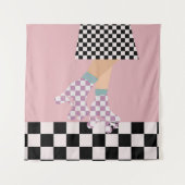 Moderne gecheckte rolschaatscans voor meisjes wandkleed (Voorkant)