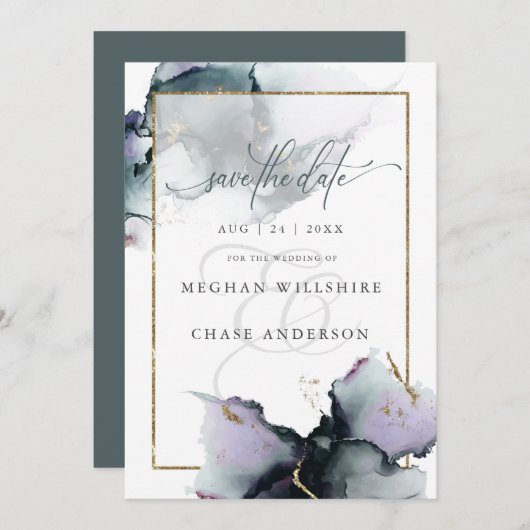 Moderne Gedempte Amethist Cyaan Abstracte Waterver (Voorkant / Achterkant)