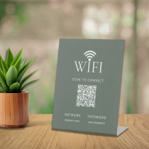 Moderne Gedempte Groene WiFi Netwerk Wachtwoord QR
