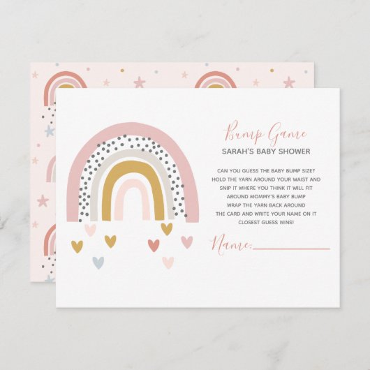 Moderne gedempte regenboog sprenkelen harten bump  informatiekaartje (Voorkant / Achterkant)