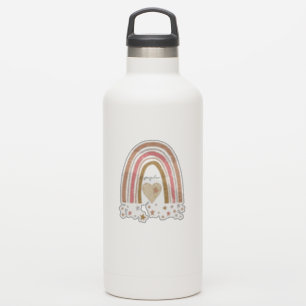 Moderne Gedempte Roze Regenboog Blush Gouden Glitt Sticker