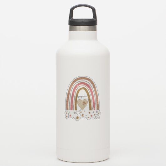 Moderne Gedempte Roze Regenboog Blush Gouden Glitt Sticker (Waterfles)