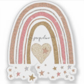 Moderne Gedempte Roze Regenboog Blush Gouden Glitt Sticker (Voorkant)