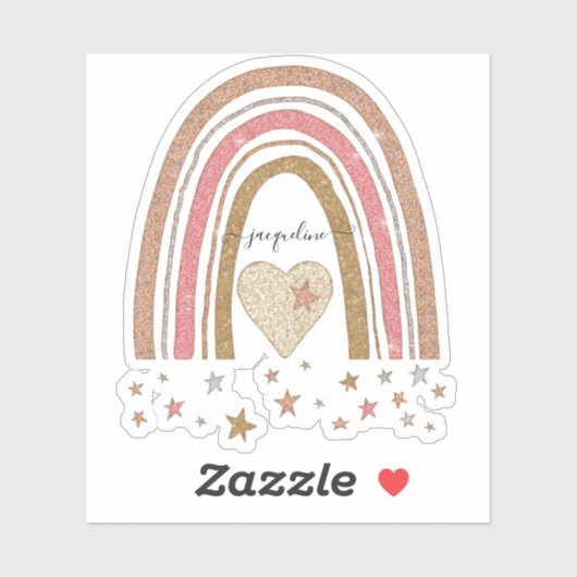 Moderne Gedempte Roze Regenboog Blush Gouden Glitt Sticker (Vel)