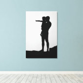 Moderne Gedempte Saliegroen Geometrische Abstracte Canvas Afdruk (Insitu (Houten vloer))