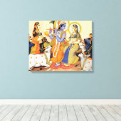 Moderne Gedempte Saliegroen Geometrische Abstracte Canvas Afdruk (Insitu (Houten vloer))