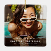 Moderne gedenkfoto Keepsake Christmas Keramisch Ornament (Achterkant)