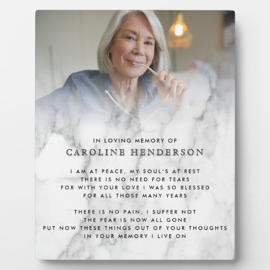 Moderne gedenkplaat met marmeren foto- en citaatpl fotoplaat (Voorkant)