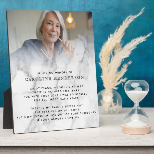 Moderne gedenkplaat met marmeren foto- en citaatpl fotoplaat (Zijkant)