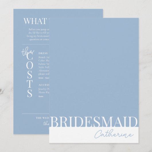 Moderne gedetailleerde bruidsmeisjes voorstel Kaar Kaart (Voorkant / Achterkant)