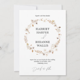 Moderne Gedroogde Bloemen Boho Krans Save the Date Kaart