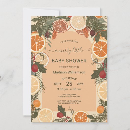 Moderne gedroogde citrus Merry Little Baby shower Kaart (Voorkant)