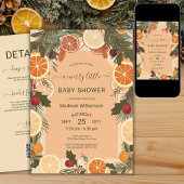 Moderne gedroogde citrus Merry Little Baby shower  Kaart