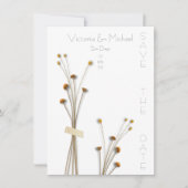 Moderne gedroogde weidebloemen save the date kaart (Voorkant)