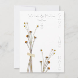 Moderne gedroogde weidebloemen save the date kaart