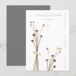 Moderne gedroogde weidebloemen save the date kaart