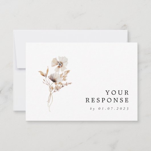 Moderne gedroogde wilde bloem Boho bruiloft RSVP K (Voorkant)