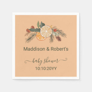 Moderne Gedroogde Winter Citrus Baby Shower Servet