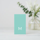Moderne Gedrukte Kraft Blau Witte Monogram Visitekaartje (Staand voorkant)