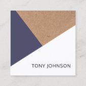 Moderne, gedrukte Kraft Dark Blue White Geometric Vierkante Visitekaartje (Voorkant)
