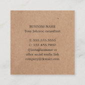 Moderne, gedrukte Kraft Dark Blue White Geometric Vierkante Visitekaartje (Achterkant)