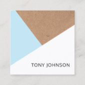 Moderne, gedrukte Kraft Light Blue White Geometric Vierkante Visitekaartje (Voorkant)