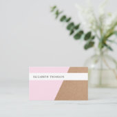 Moderne gedrukte Roos met kraftpapier, wit geometr Visitekaartje (Staand voorkant)