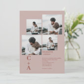 Moderne gedurfde boho brown 4 foto's grid bruiloft kaart (Staand voorkant)